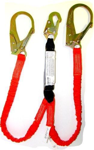 Guardian fall protection 11903 6-foot tiger tail double leg stretch lanyard with for sale
