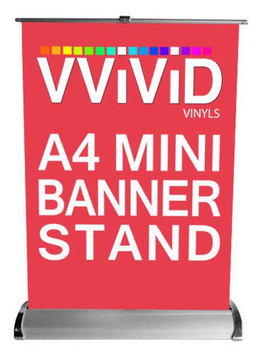 A4 Desk Top Retractable Banner Stand 8&#034; x 12&#034; Roll Up Trade Show Signage Display