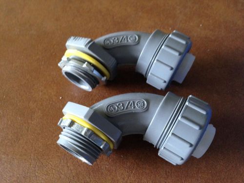 (2) Carlon  3/4&#034; PVC 90&#039; Sealtight Connectors