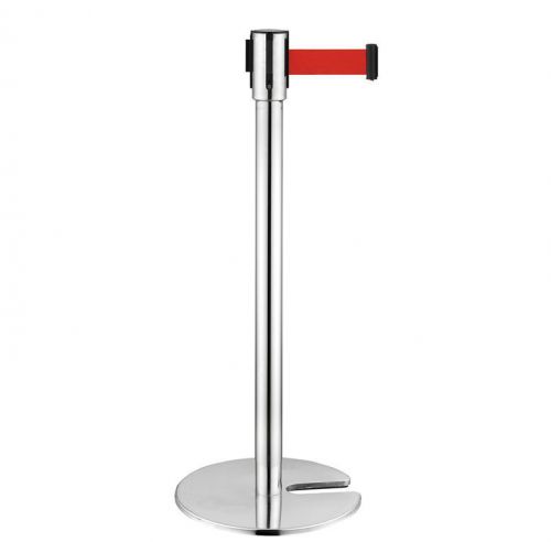 Crowd Control Stanchion Queue Barrier Post Red Strap 10&#039; Retract Nesting Base