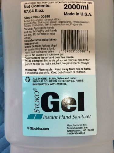 (1 Case)(6)Bottles Stoko 2000ml (26lbs)Refill SoftBottles Gel Hand Sanitizer NOS