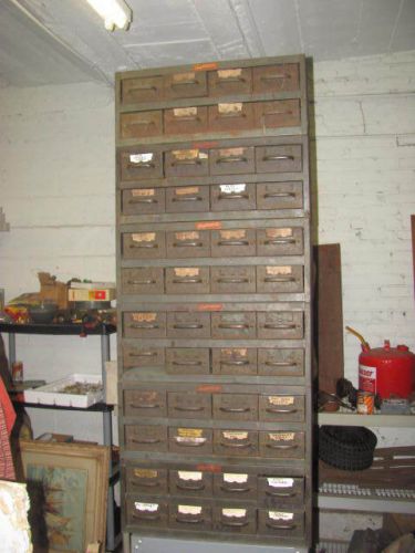 Vintage equipto industrial stacking parts bin file cabinet 48 drawers for sale
