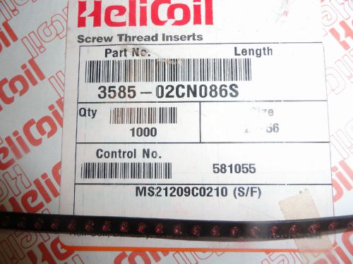 HeliCoil 2-56 X 1D Stainless Tanged Inserts, 3585-02CN086S, Partial Roll