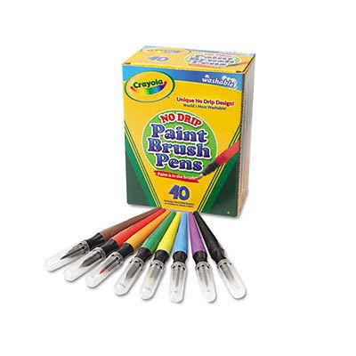 Washable Paint Brush Pens, 8 Assorted Colors, 40/Box