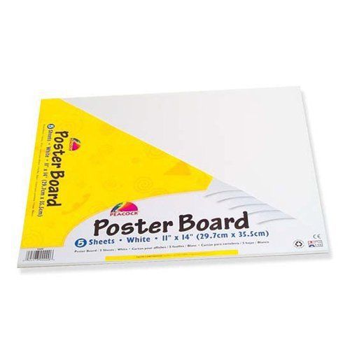 Pacon 5412 Poster Board, Recyclable, 11 in.x14 in.,5 Sh/PK, Fluorescent Asst.
