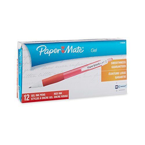 Paper Mate 1746326 Retractable Gel Pen, Medium Point, Red, 12-Pack