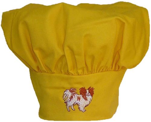 Red Papillon Puppy Dog Chef Hat Adult Yellow Adjustable Cook Baker Pet Monogram