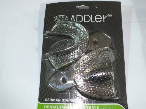 Dental 2 Jaw Impression Trays Medium Upper Lower Perforated Rim Lock ADDLER Germ