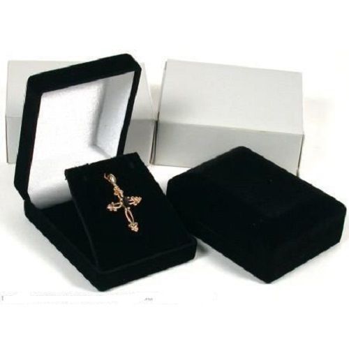 NEW 20 PC Pendant jewelry Gift Boxes Black VELVET