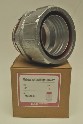 Mssn-30 malleable 3&#034; straight liquid / seal tight connector w/insulated throat for sale