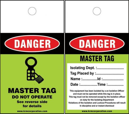 Krm lockout tagout master tags (set of 10 pcs) for sale