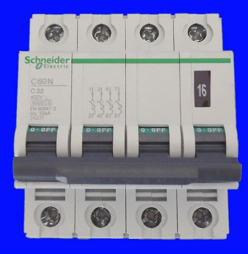 IEC Schneider C60N C32 Circuit Breaker Module 32A 4-Pole C-Curve 2423 / Warranty