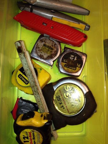 Misc Tool Lot  Various Sizes Tape Measures Stanly Knife Komeleon Tape Measure