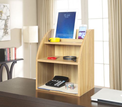 Convenience Concepts Desktop Organizer W/Shelf Light Oak 121045LO NEW