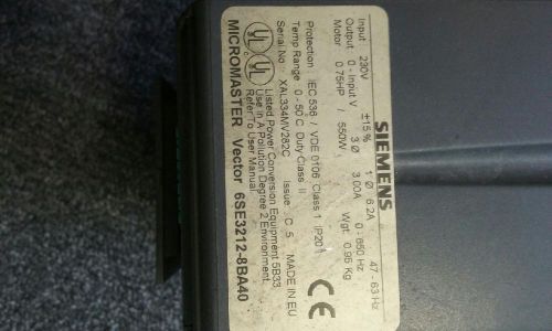 Siemens Micromaster Vector 6SE3212-8BA40