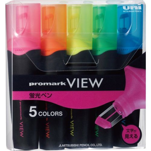 Mitsubishi Stylish Design Promark View Fluorescent Pen Highlighter 5-Color Set