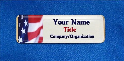 Flag USA Side Custom Personalized Name Tag Badge ID Patriotic Veteran Military