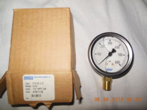 WIKA GAUGE 9767118 2.5&#034; STAINLESS STEEL FILLED 600 PSI 1/4 NPT LOWER 213.53