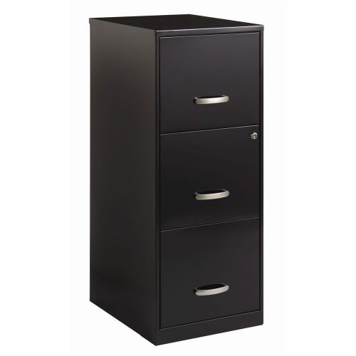 Black metal 3-drawer vertical filing file cabinet with 2 locking drawers for sale