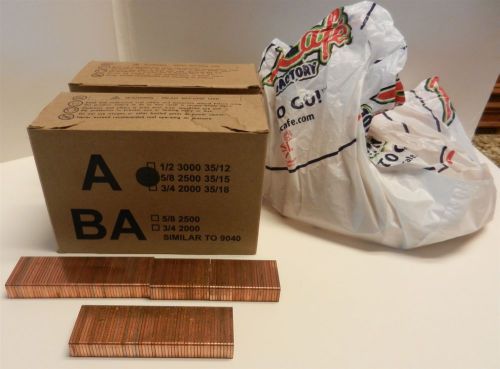 2 boxes of 2500 a 5/8&#034; leg 1 3/8&#034; crown copper box carton closing staples unused for sale