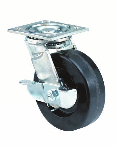 E.R. Wagner Plate Caster  Swivel with Pinch Brake  Phenolic Wheel  Roller Bearin