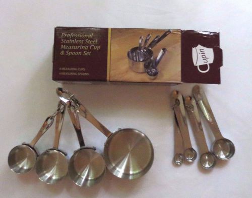 8 PIECE Commercial Stainless Steel Measuring Cups, Measuring Spoons Cookware Set