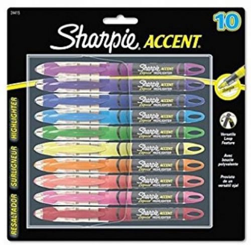 Sharpie Accent Liquid Pen Style Highlighter, Micro Chisel Tip, Assorted, 10 Per
