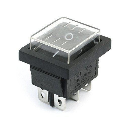uxcell? AC 250V 15A 125V 20A DPDT 2NO 2NC 6Pin ON-OFF Waterproof Rocker Switch