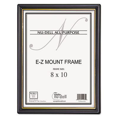 EZ Mount Document Frame/Accent, Plastic, 8 x 10, Black/Gold, Sold as 1 Each