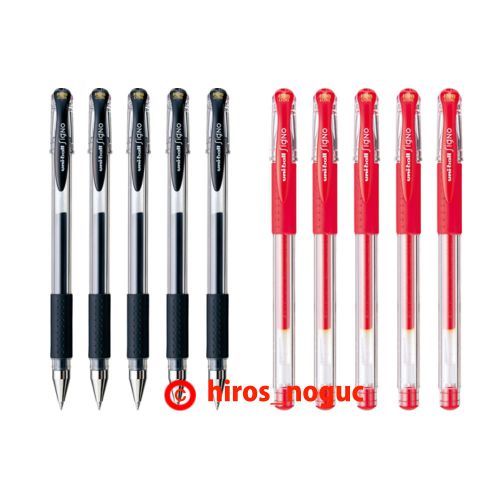 Uni-ball Signo UM-151 Gel Ink Pen, 0.38 mm,Black 5pcs, Red 5pcs set