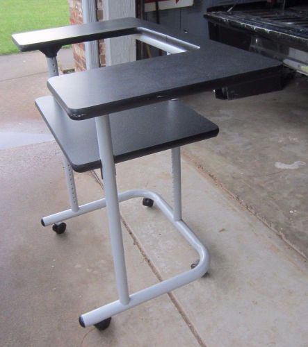 ROLLING 2 Level Overhead Projector TABLE desk stand Cart wood metal A/V office