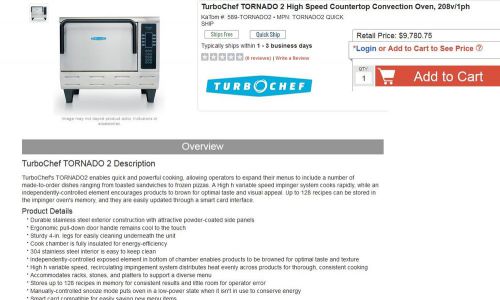 TurboChef Tornado High Speed Countertop Convection Oven