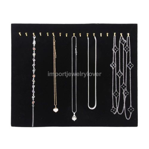 Blk 17 hook velvet necklace chain jewelry display stand easel rack organizer for sale