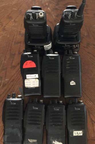 Lot of 9 ICOM IC-F11 Portable Two-way Radios w/Chargers &amp; batteries Please Read