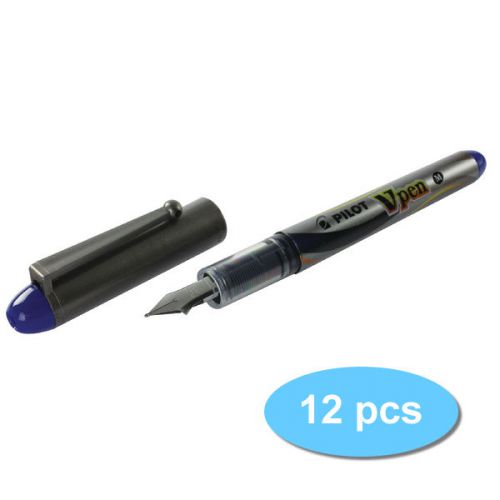 GENUINE Pilot SVP-4M Vpen Disposable Fountain Pen (12pcs) - Blue Ink FREE SHIP