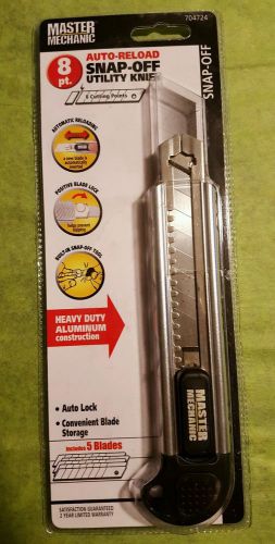 NEW Master Mechanic Utility Knife 8 cutting points Auto-Reload Snap-Off 5 Blades