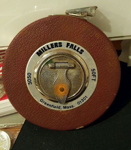 VINTAGE MILLERS FALLS Tape Measure 50 ft Deluxe Vinyl Coated Steel USA 3050