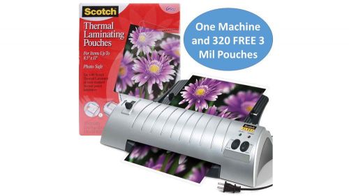 3M Scotch Thermal Laminator 9&#034; w/ 320 Laminating Pouches - Home Office Business