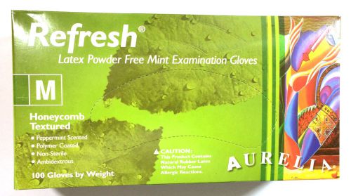 Refresh Latex Powder Free Mint Examination Gloves 99227 Medium 2 Boxes of 100