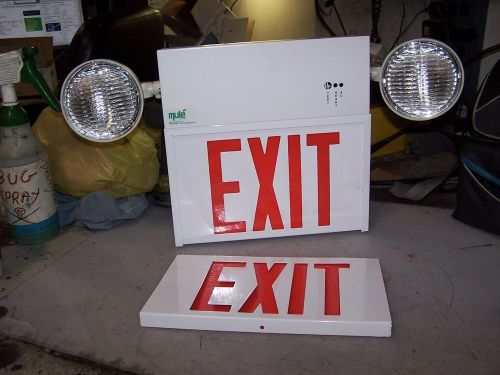 NEW MULE EPX-1/2C-2-WWR LED EXIT SIGN STEEL WHITE W/ RED PANEL  120/277 VAC