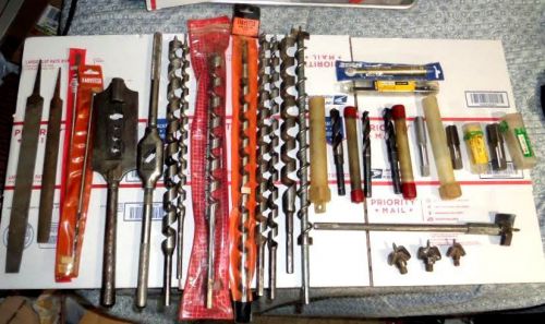Pipe taps, die, ship augers, hs lot of large bits and more for sale