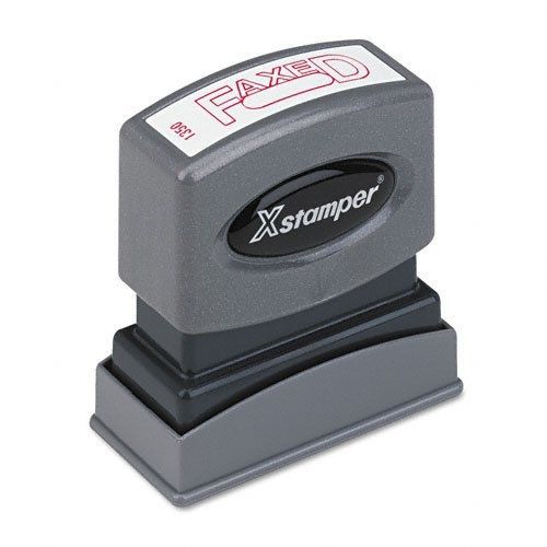 Xstamper one-color title message stamp, &#034;faxed, &#034; pre-inked/re-inkable, red for sale