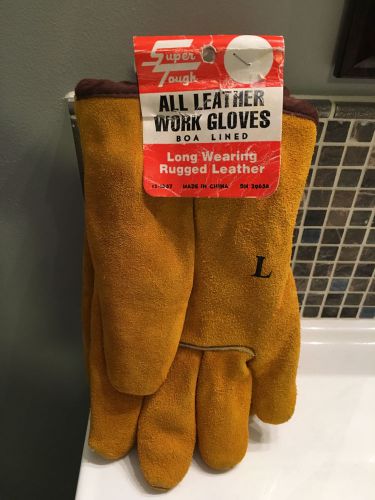 Work Gloves Leather Suede Cowhide Lined Super Tough Brand
