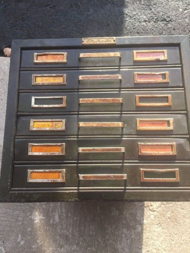 Vintage kardex 6 drawer steel master art steel ny card catalog system with cards for sale