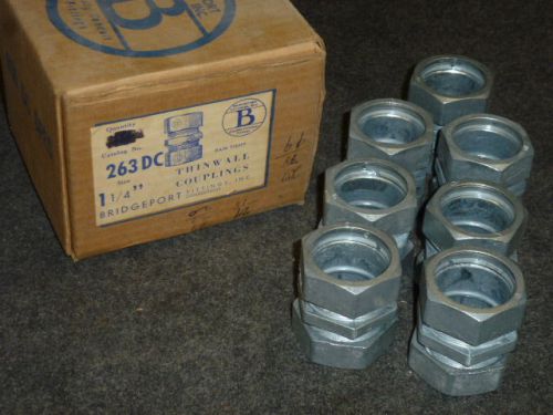 Nos! lot of (7) bridgeport 1-1/4&#034; thin wall couplings conduit fittings, 263 dc for sale