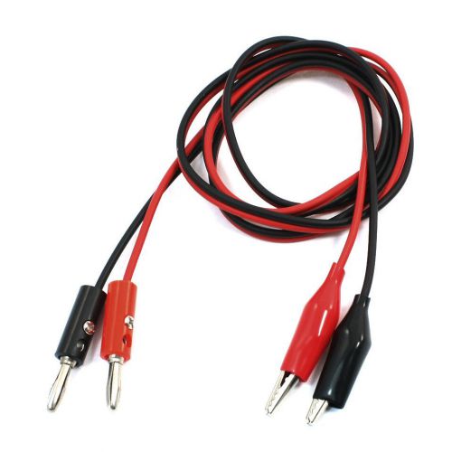2 pcs red black banana plugs to alligator clips probe test cable 1m ym for sale
