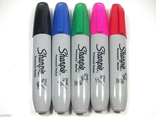 Sharpie Permanent Markers ~ Chisel Tip ~ Five Colors!  ASTM D-4236 ~ SR