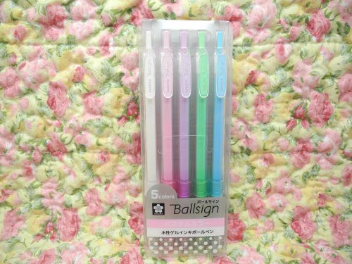 NEW 5 Colors Sakura Ballsign Knock Pastel 0.6 mm roller ball pen w/Case (Japan)