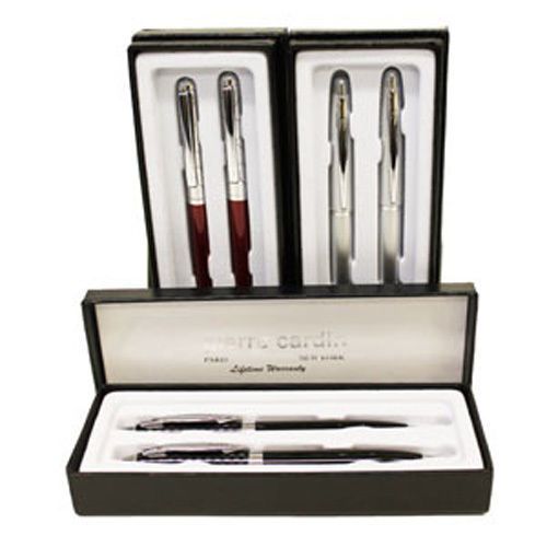 3 Deluxe Pierre Cardin Pen &amp; Mechanical Pencil Sets w/Gift Boxes Red,Blue,Silver