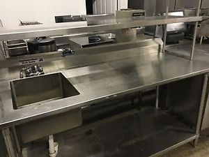 72&#034; stainless steel table with hand sink